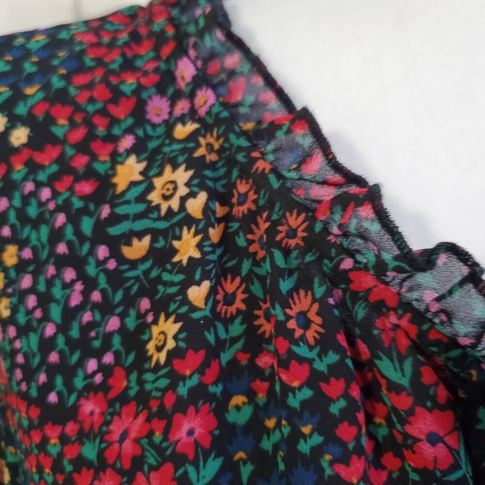 Apricot Floral Ruffle Mini Dress Size 8 | Boho Cottagecore - Picture 12 of 12
